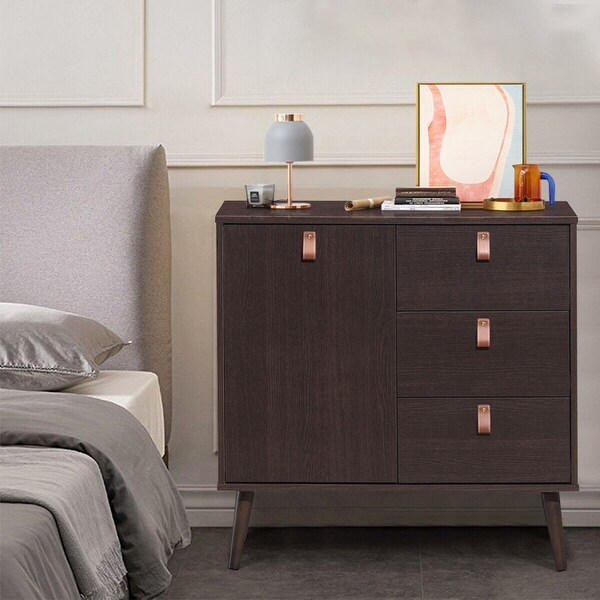 3-drawer Sideboard Storage Display Cabinet-Brown - 31.5