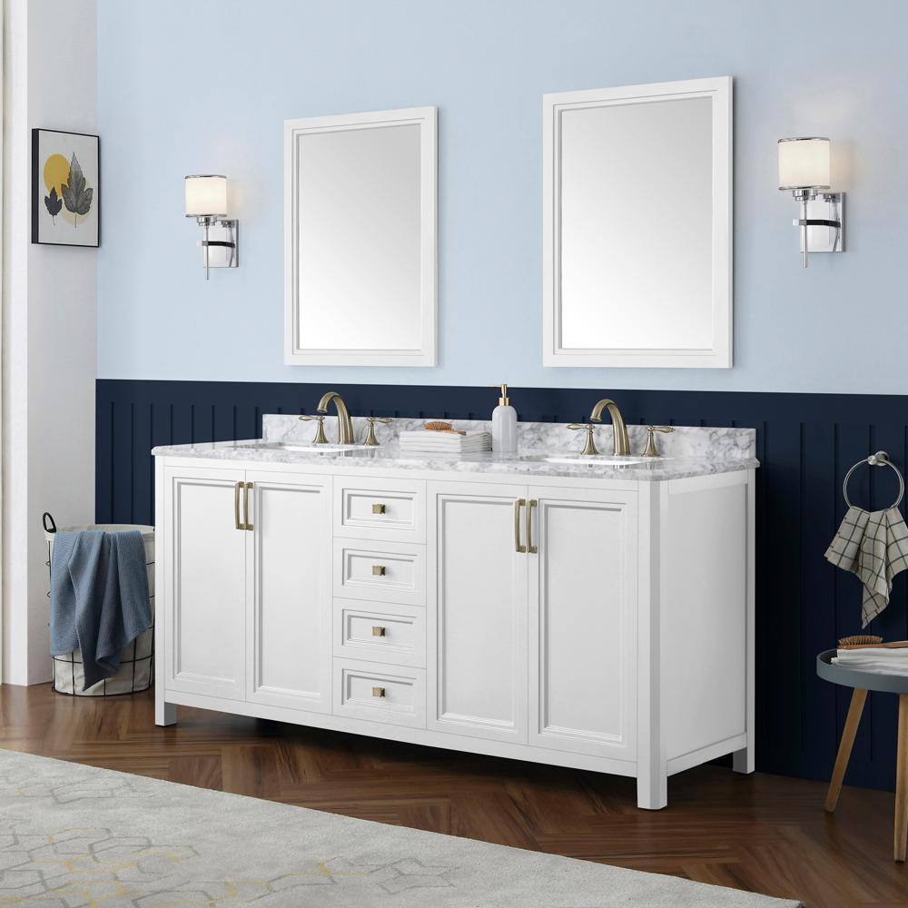 Home Decorators Collection Sandon 24.00 in. W x 32.00 in. H Framed Rectangular Bathroom Vanity Mirror in White Sandon SMR-W