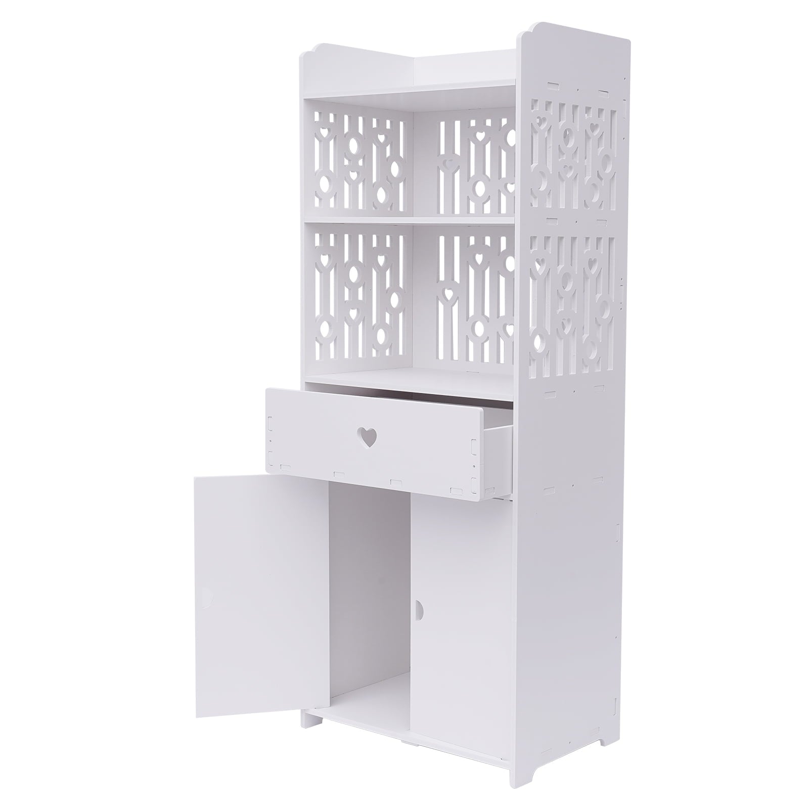 TFCFL Freestanding Cabinet Storage Organizer Floor Cabinet with 2 Doors Modern Bathroom Furniture White 15.7