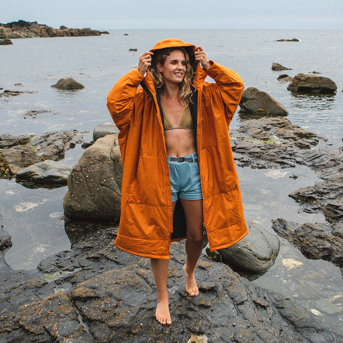 Escapism Recycled Towel Lined Changing Robe - Sunrise Orange