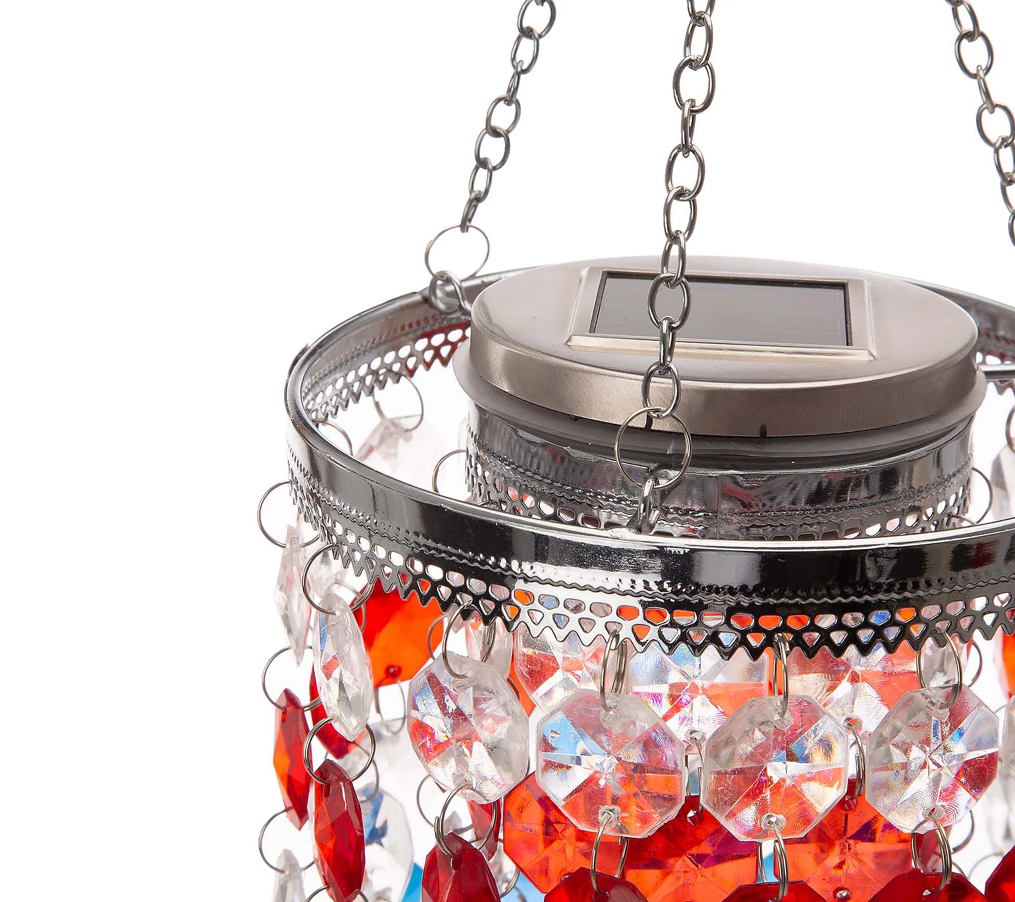 Glitzhome Solar Hanging Chandelier with AcrylicJewel Beads