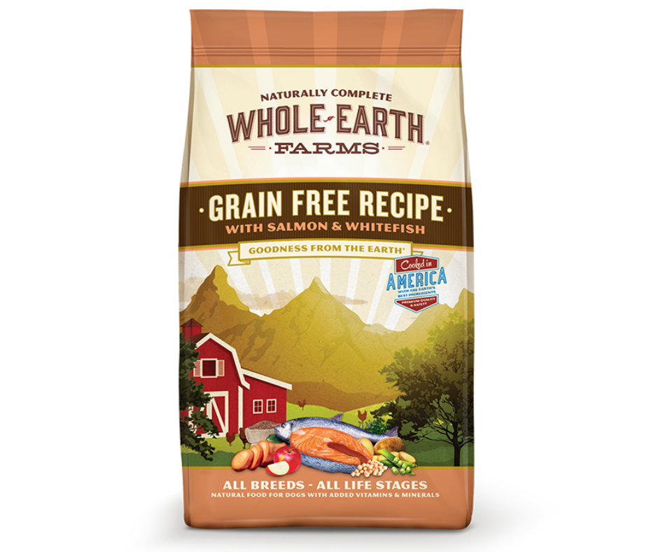 Whole Earth Farms Grain Free - All Breeds， Adult Dog Salmon and Whitef