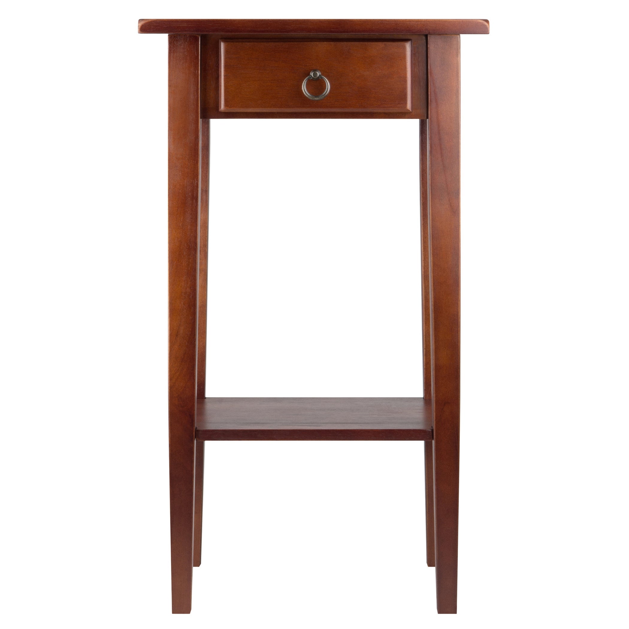 Wooden End Side Table with Drawer， Shelf