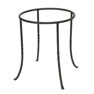 ACHLA DESIGNS 14 in. Tall Black Powder Coat Metal Small IndoorOutdoor Patio Flowerpot Plant Stand FB-14