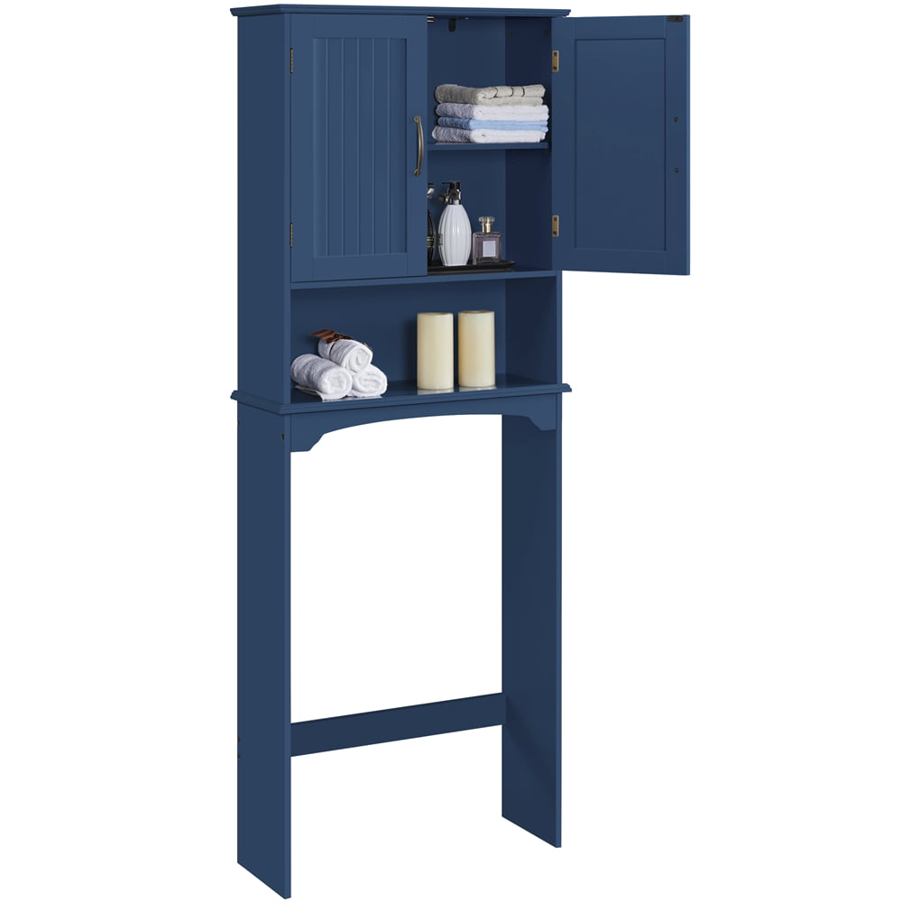 SMILE MART Wooden Over-the-Toilet Bathroom Storage Cabinet for Bathroom, Navy Blue