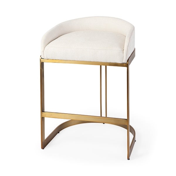 Hollyfield Cream Fabric Seat w/Gold Metal Base Counter Stool