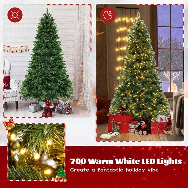 Costway 6FT/7FT/8FT Artificial Xmas Tree with 821/1188/1498 PVC Branch