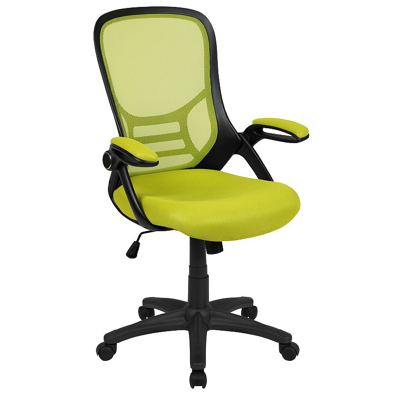 Emma and Oliver High Back Light Gray Mesh Ergonomic Office Chair w/ Black Frame and Flip-up Arms