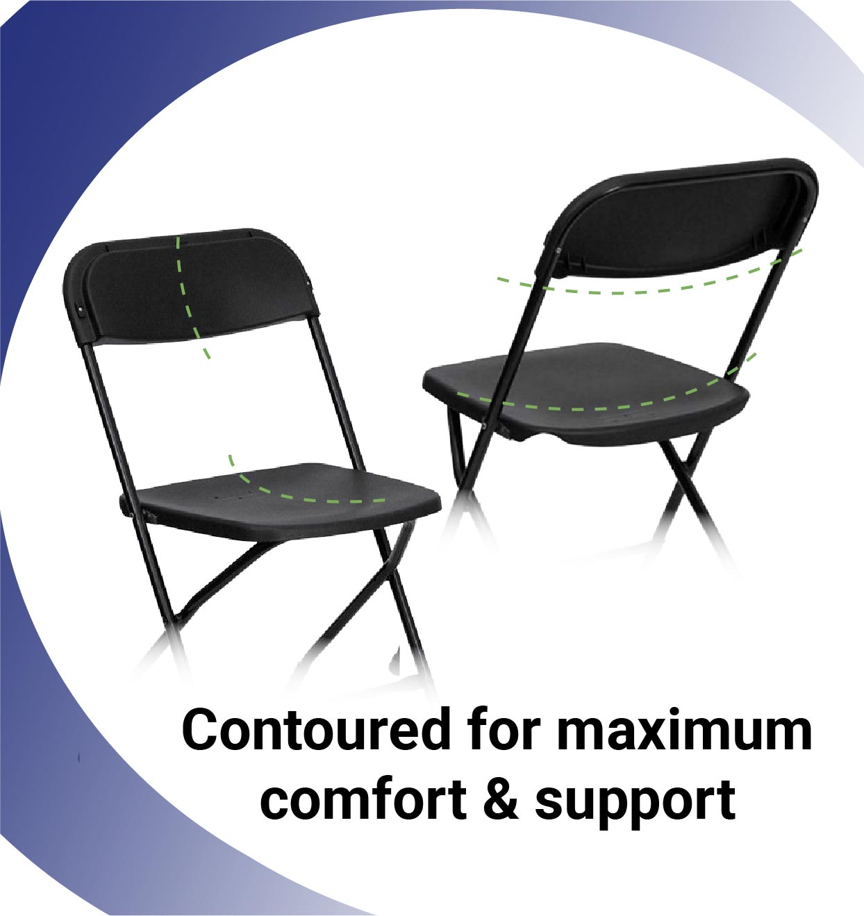 TentandTable Plastic Folding Chairs, Black, 4 Pack