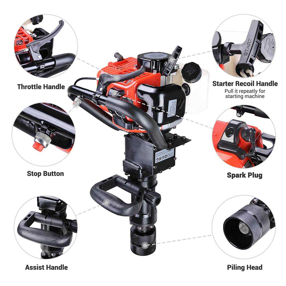 Yescom 32.7cc T-Posts Jackhammer(2in1) Gas Powered Pile Driver Chisel EPA