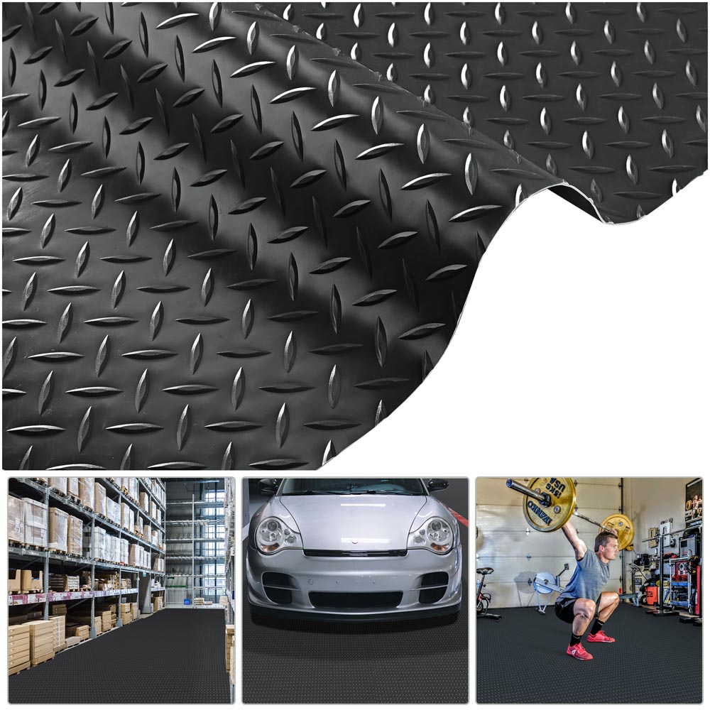 Yescom Garage Floor Mat Vinyl Roll Diamond Black