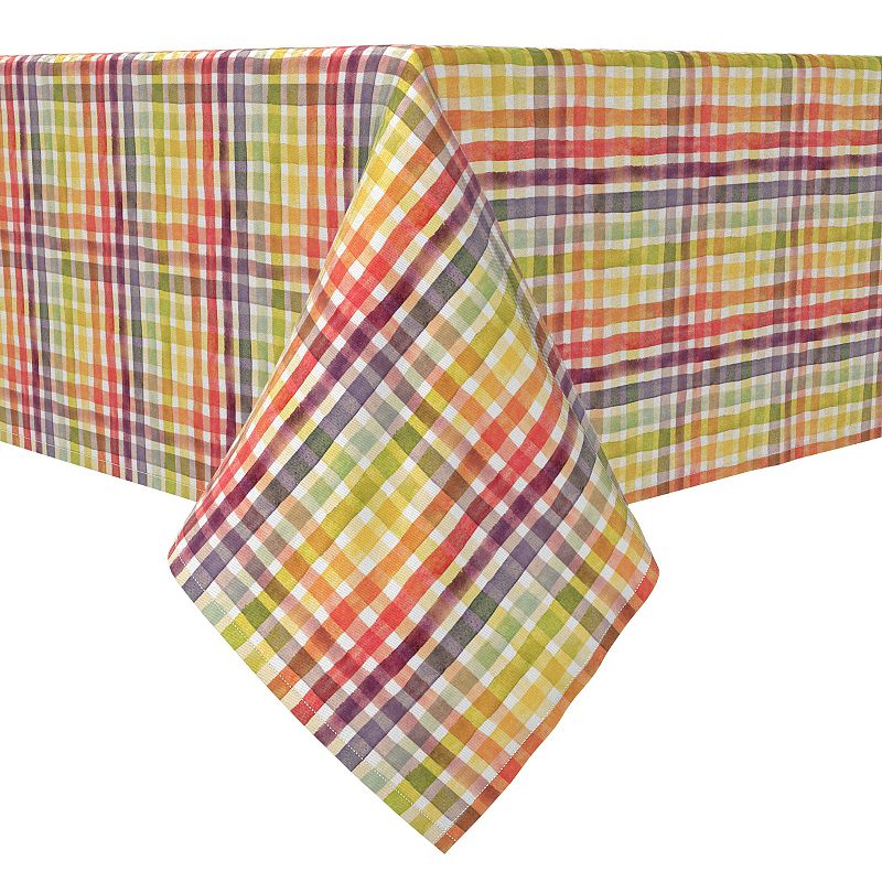 Square Tablecloth， 100% Cotton， 60x60， Watercolor Rainbow Stripes