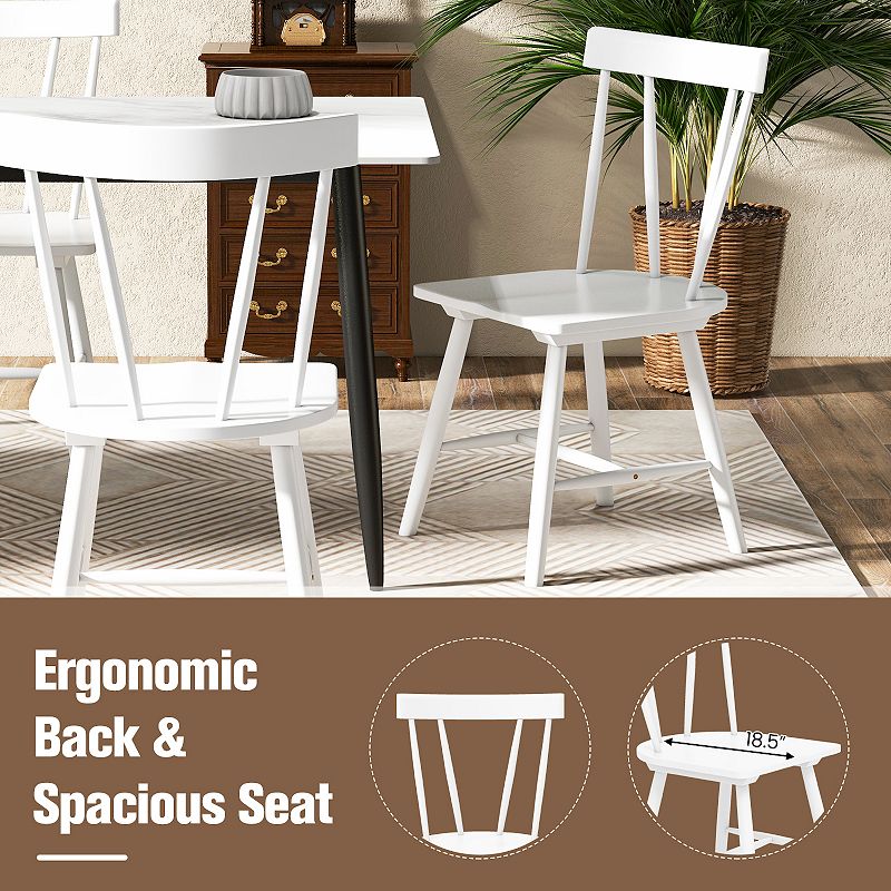 Windsor Style Armless Chairs with Solid Rubber Wood Frame