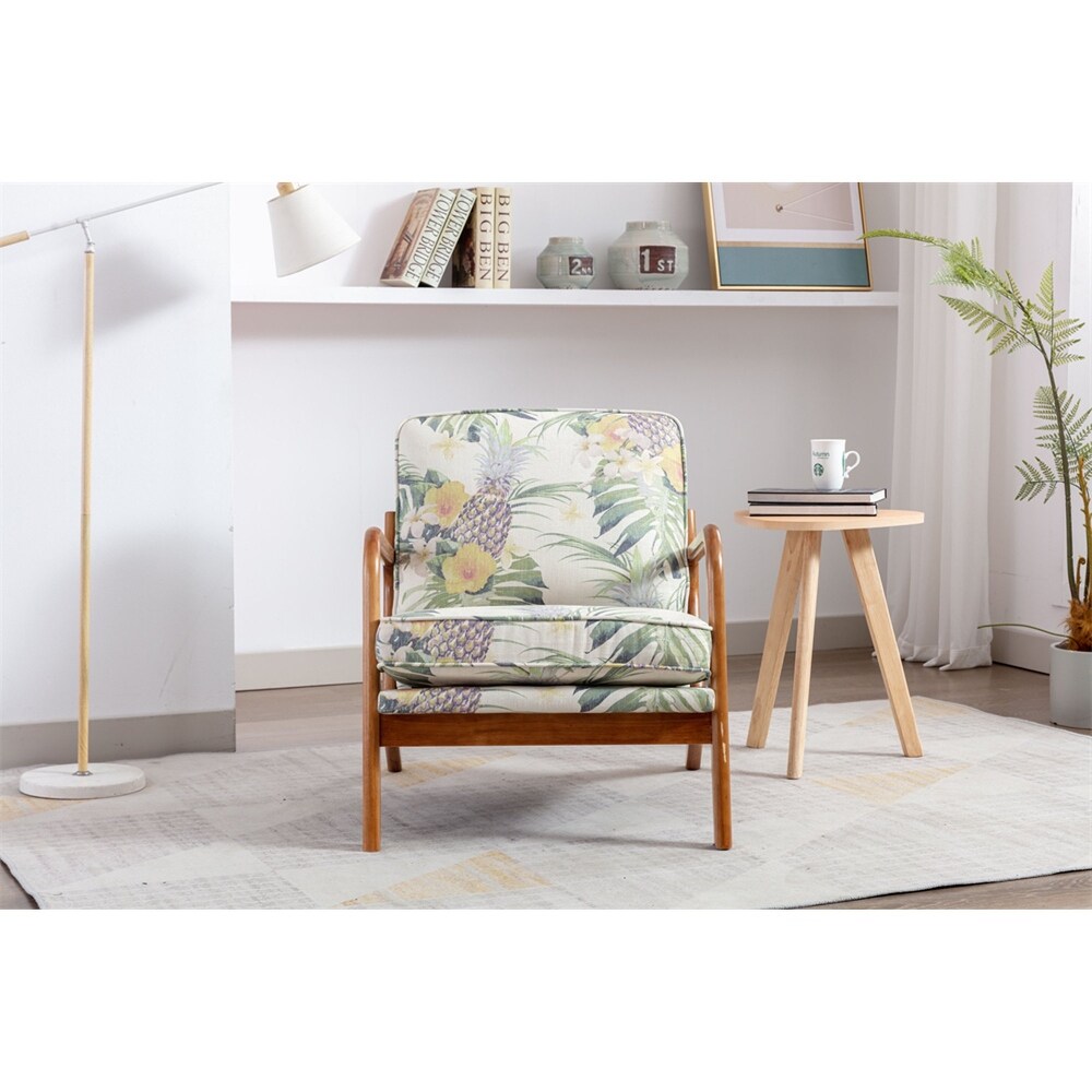 Mid Century Modern Accent Chair  Single Lounge Reading Armchair with Solid Wood Frame  Easy Assembly Arm Chairs for Living Room