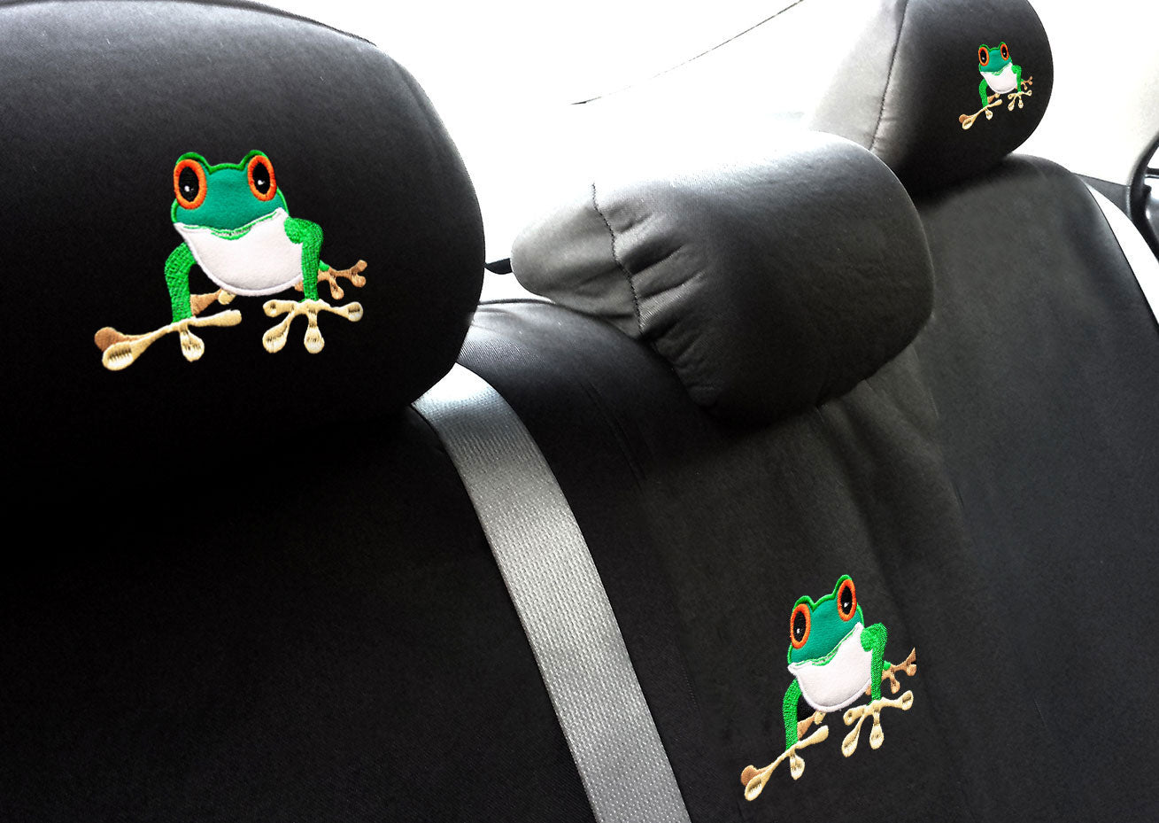 NEW EMBROIDERY FROG DESIGN UNIVERSAL CAR TRUCK SUV SEAT COVERS AND CARPET FLOOR MATS SET