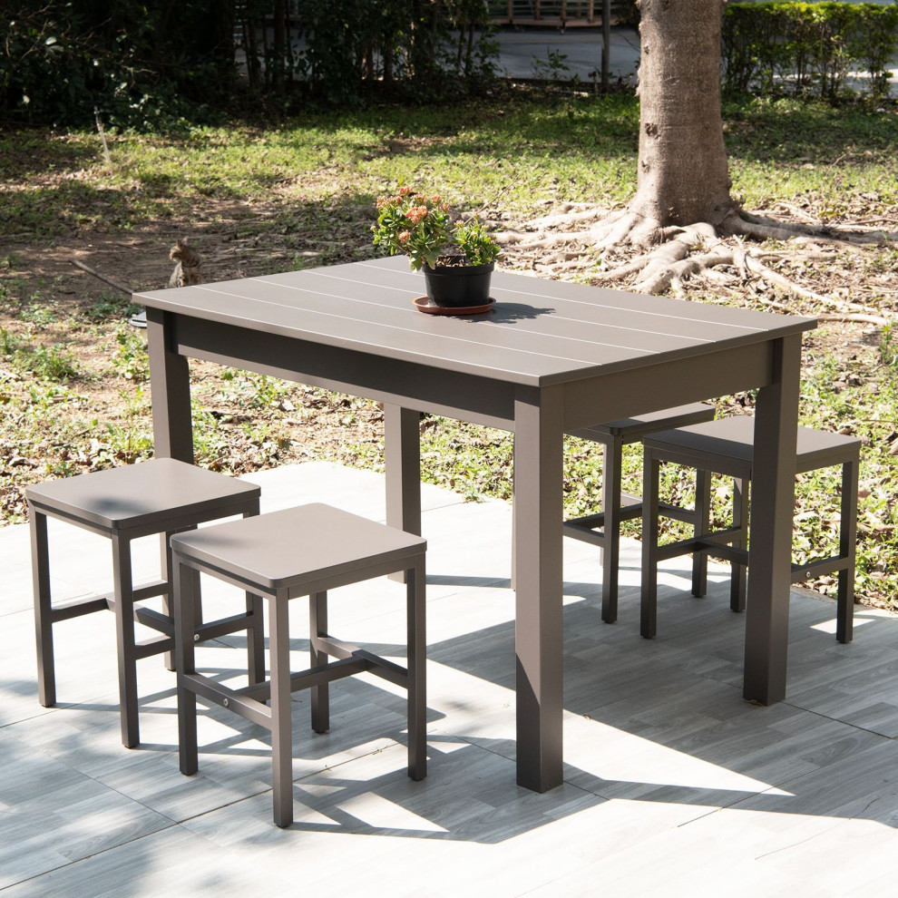 Maja Dining Set with Table and 4 Chairs  Dark Gray   Transitional   Outdoor Dining Sets   by Bill Grace  Houzz