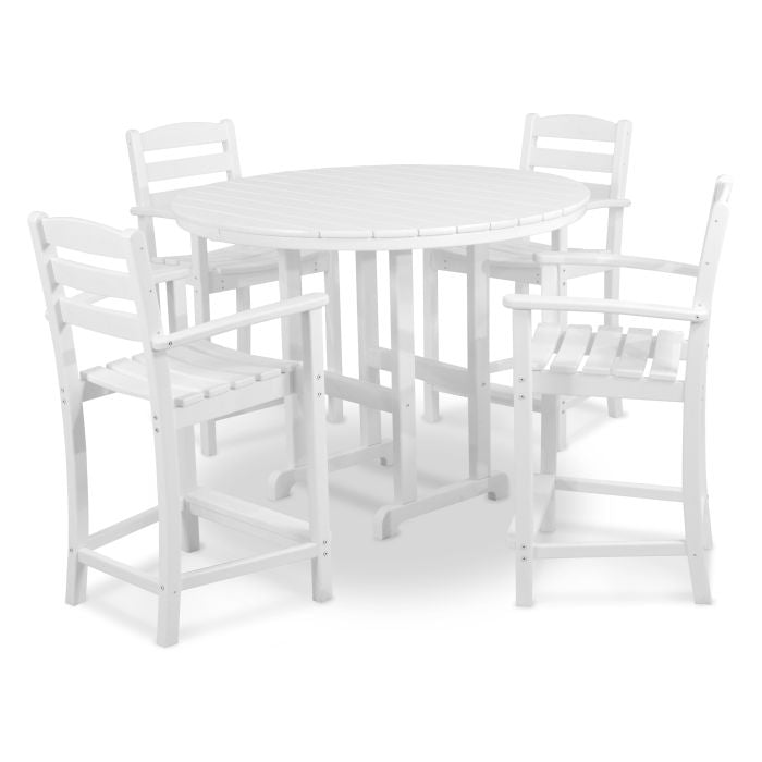 Polywood La Casa Café 5-Piece Round Farmhouse Counter Set PWS143-1