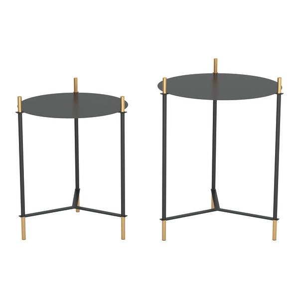 Blue Brook of 2 Jerry Side Tables Black and Gold