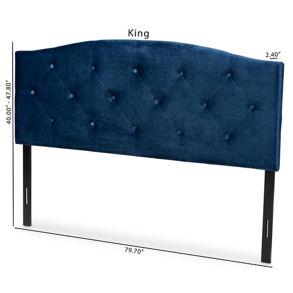 Leone Modern and Contemporary Velvet Upholstered Headboard-Navy Blue - - 34807943