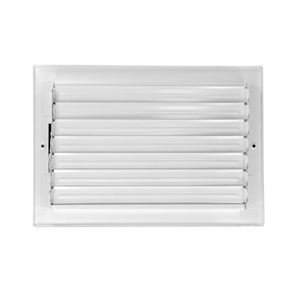 Venti Air 12 in. W x 8 in. H Steel for Ceiling or Sidewall White One Way Curve Blade Register H1C1208