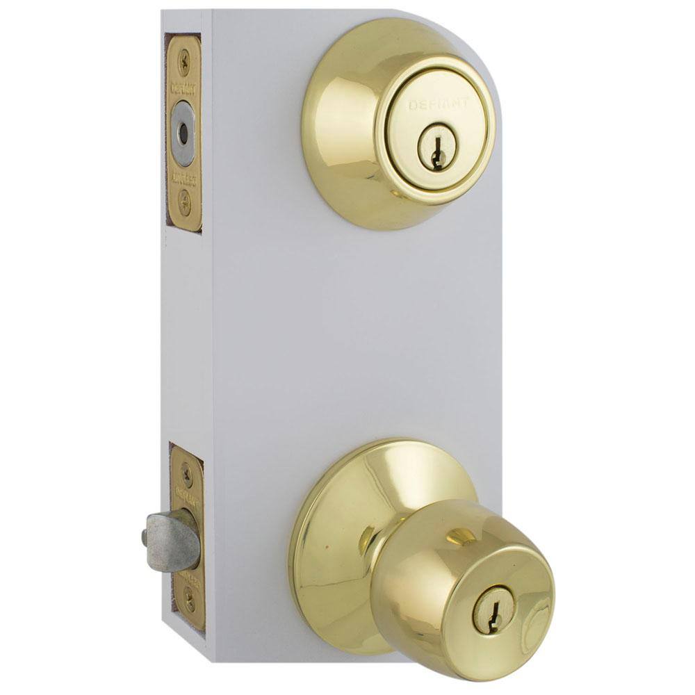 Defiant Naples Polished Brass Combo Pack with Single Cylinder Deadbolt 32MYE7D1B