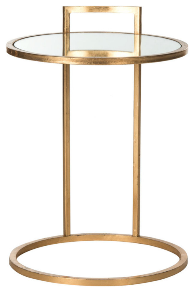 Katlyn Round Gold Leaf End Table Antique Gold   Contemporary   Side Tables And End Tables   by AED Luxury Home Decor  Houzz