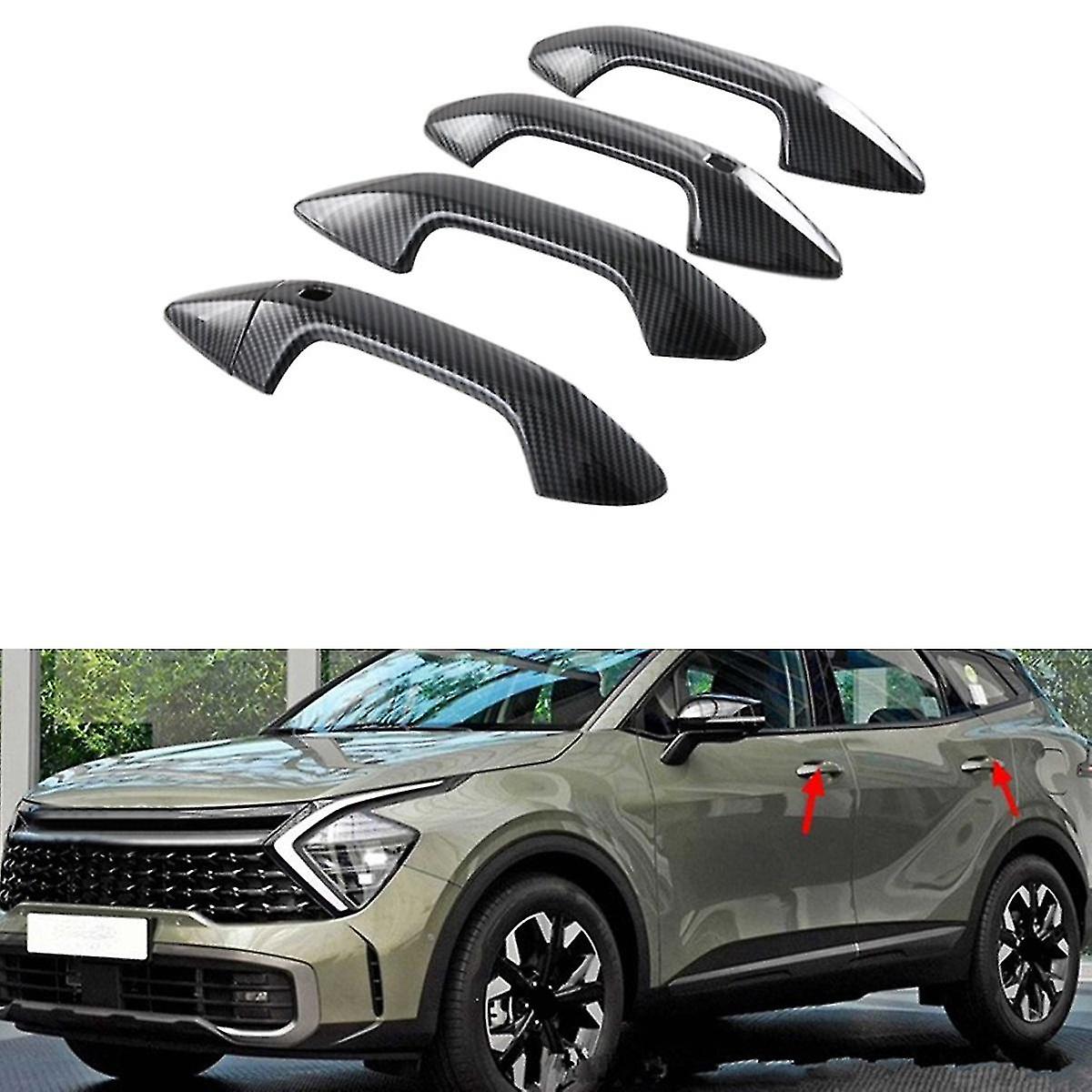 Abs Carbon Fiber Outside Door Handle Puller Cover Trim Sticker For Nq5 2021-2023 With Smart Key Hole Lhd