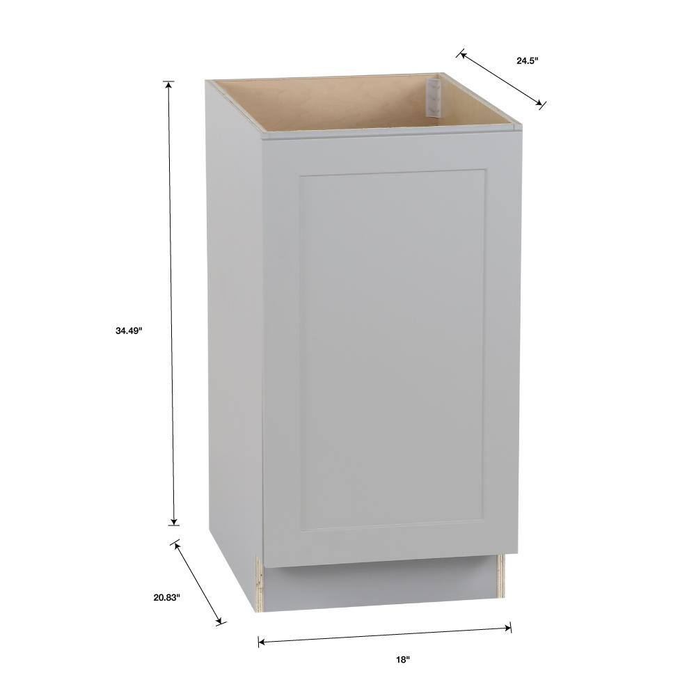 Hampton Bay Cambridge Gray Shaker Assembled Base Cabinet with Pull Out Trash Can ( 18 in. W x 24.5 in. D x 34.5 in. H) CA1835U-KG