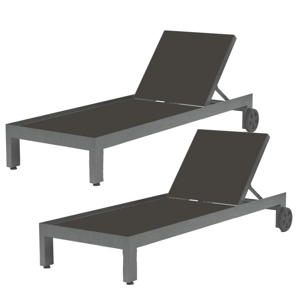 Redondo 2 Piece Aluminum Patio Chaise Lounge Set W/ Phifertex Alligator Alley Sling By Sunset West