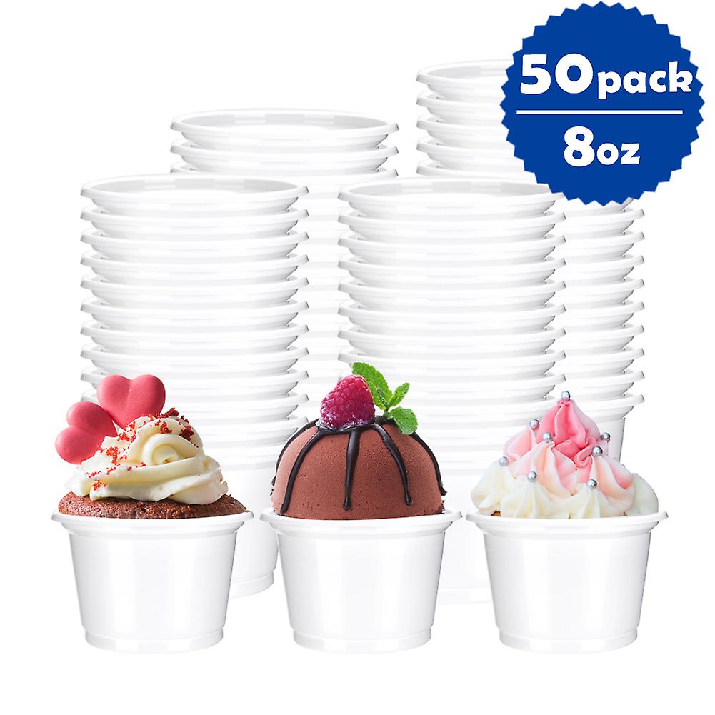 8oz Ice Cream Dessert Cups， Snack Bowl， Take Away Food Container - 50 Count