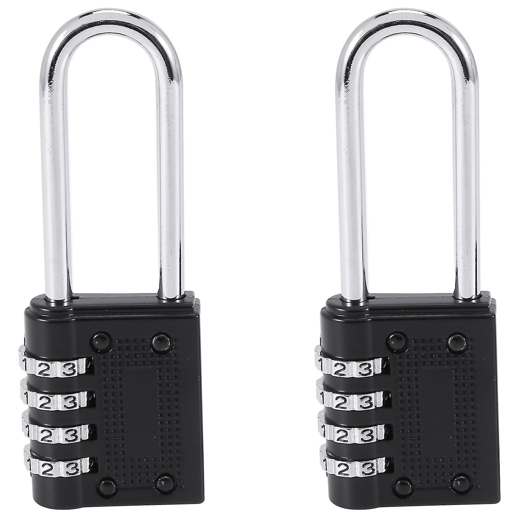 2 Pack Outdoor Combination Padlock Long Shackle Lock 6.5cm Shackle Waterproof 4 Digit Resettable Co