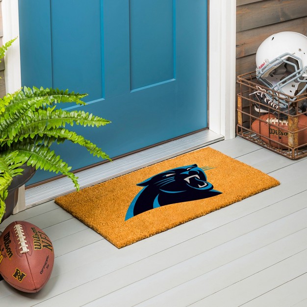 Evergreennflcarolina Panthers Logo Natural Coir 28 X 16 Inches Indoor Outdoor Doormat