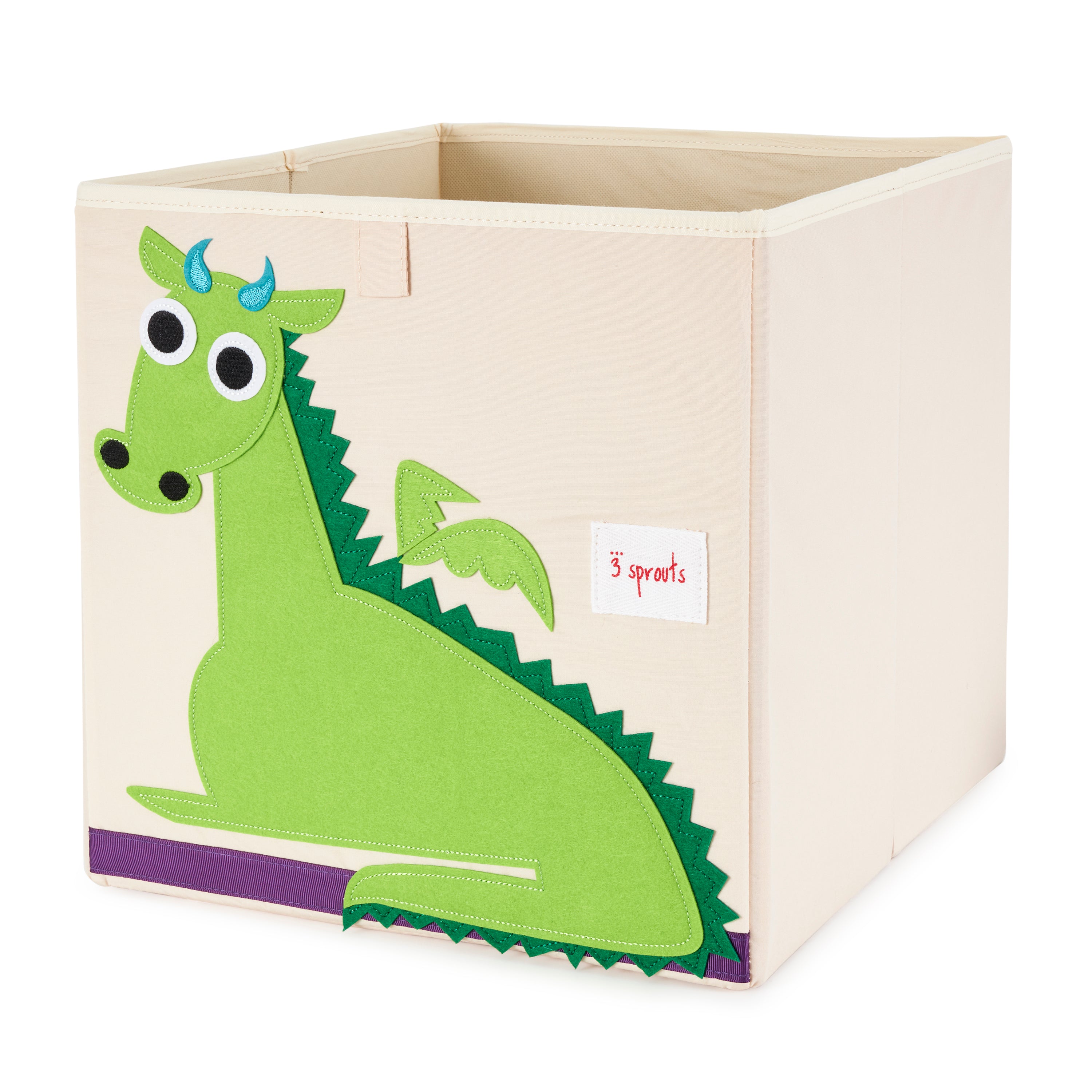 3 Sprouts Kids Felt Dragon Storage Cube Bin with Penguin Fabric Storage Cube Bin