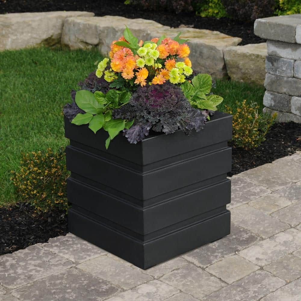 Mayne Freeport 18 in. Square Self-Watering Black Polyethylene Planter 5860-B