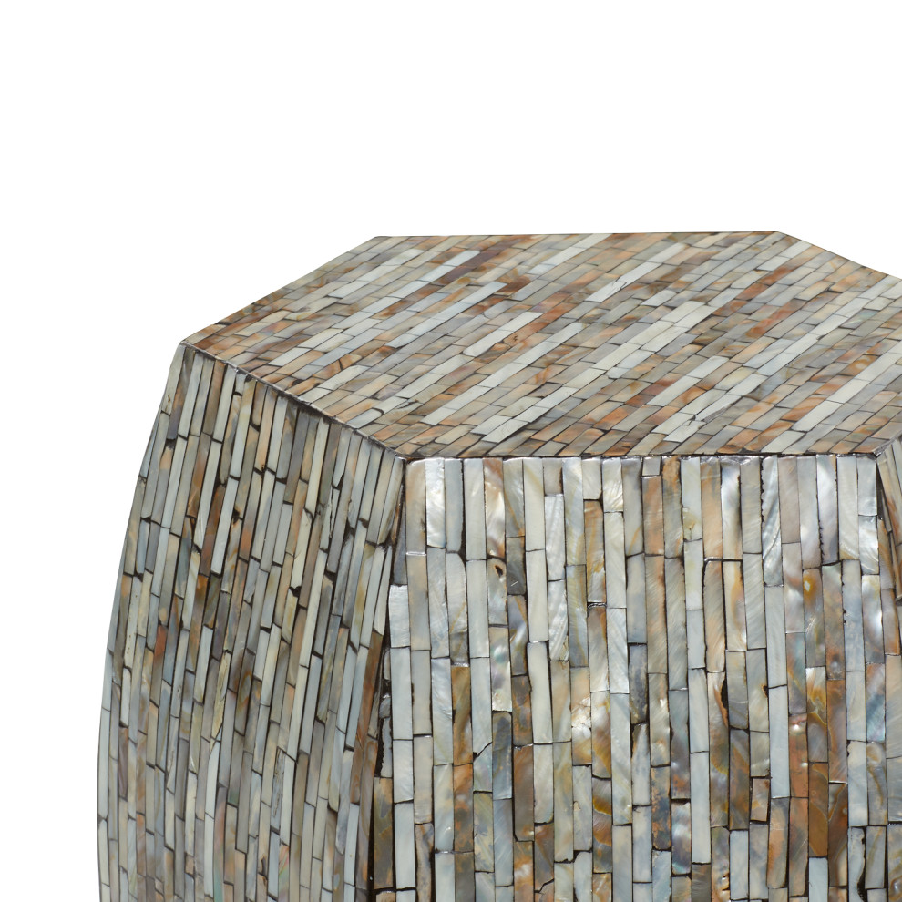 Contemporary Multi Colored Mother Of Pearl Accent Table 49096   Beach Style   Side Tables And End Tables   by Global Discount Store LLC  Houzz