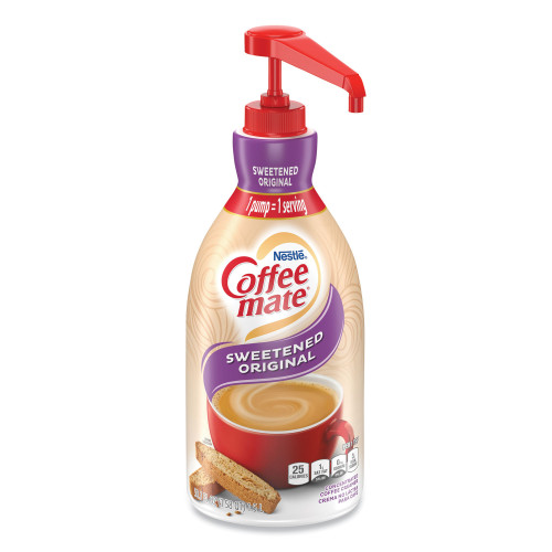 Coffee-mate Liquid Coffee Creamer， Sweetened Original， 1500mL Pump Dispenser (13799)