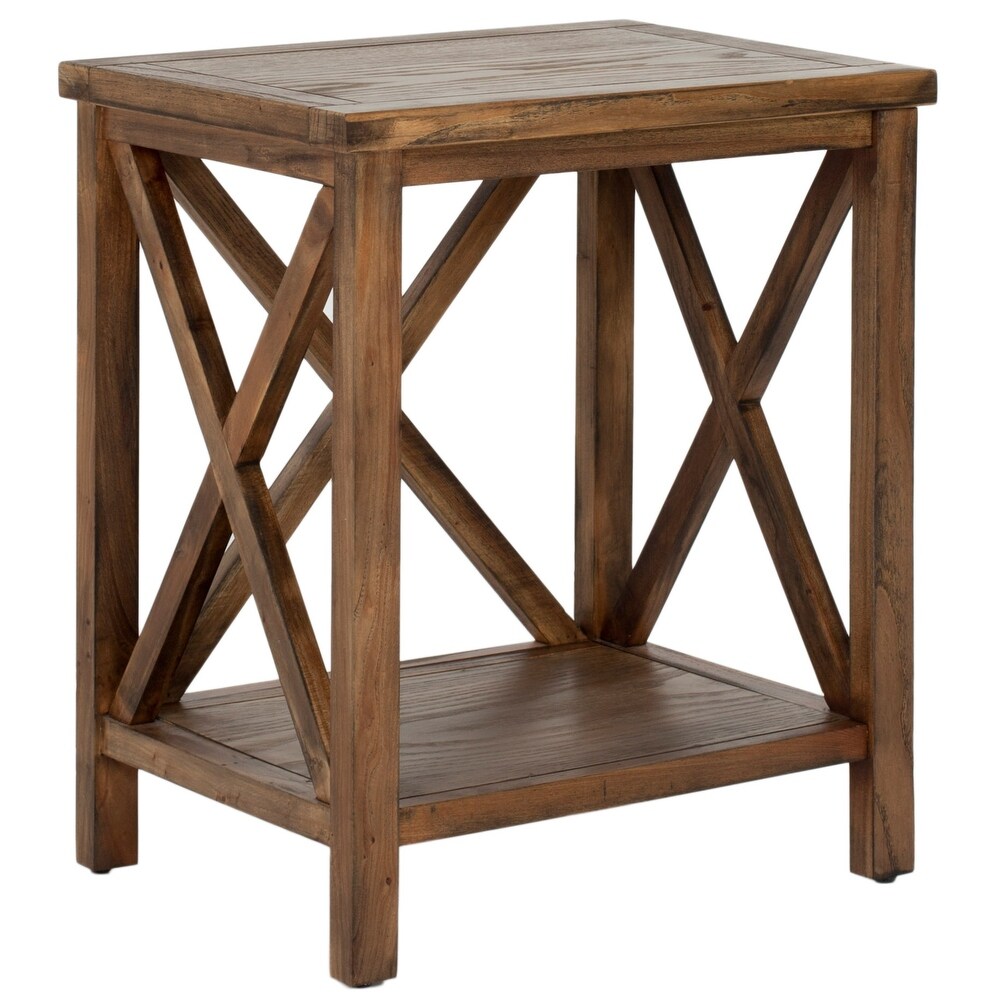 SAFAVIEH Cadence Oak Cross Back Table   18.1\