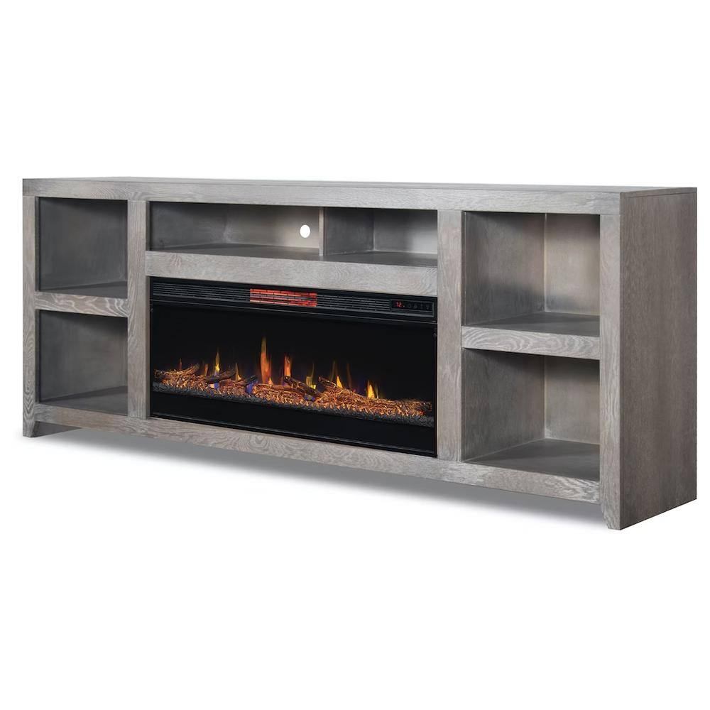 Bridgevine Home 85 in. Fully Assembled Driftwood TV Stand with Electric Fireplace Fits TV's up to 85 in. DW5410.DFW