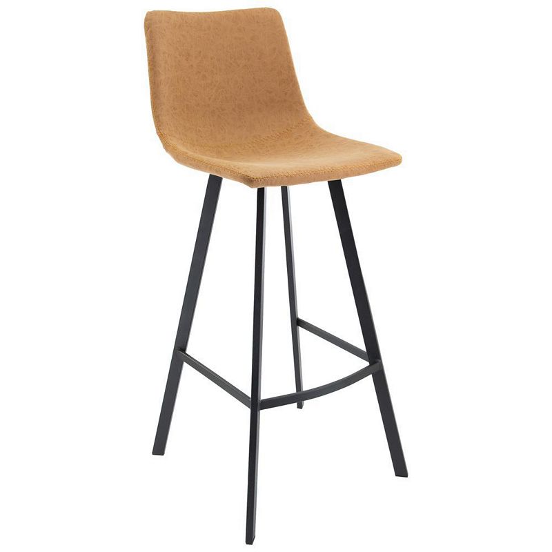 LeisureMod Elland Modern Upholstered Leather Bar Stool