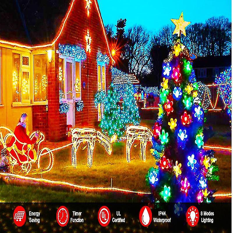 Outdoor Solar Flower String Lights Waterproof 200led Fairy Light Decorations For Christmas Tree Garden Patio Fence Yard