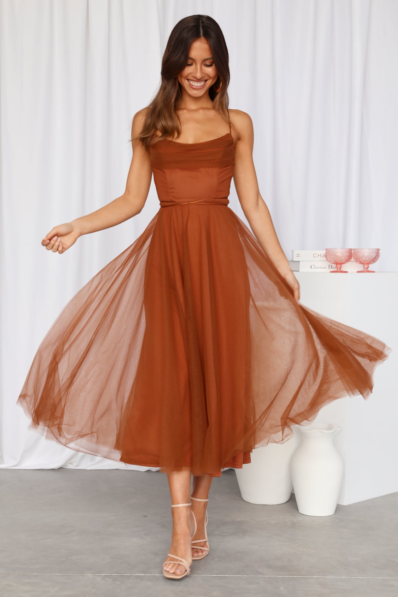 Signal My Way Midi Dress Chocolate