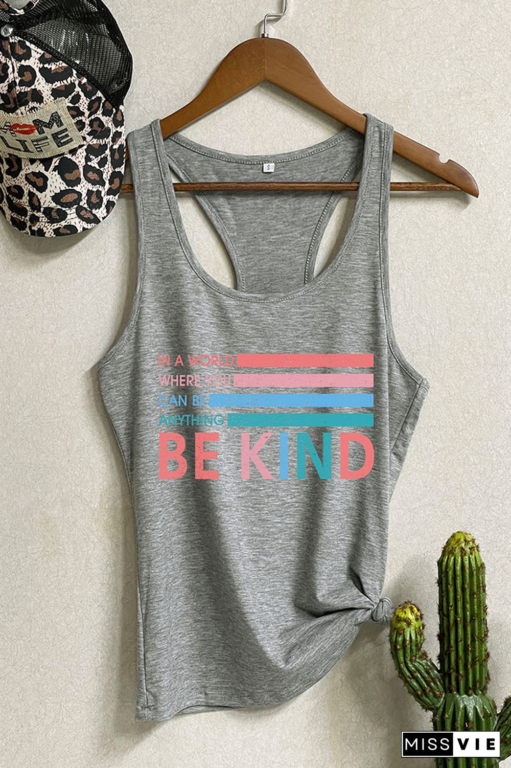 Be Kind Printed Sleeveless Tank Top Wholesale