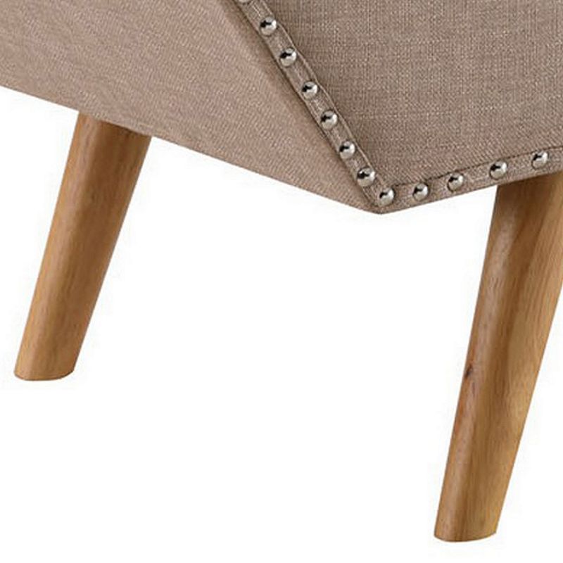 Bench with Button Tufted Details and Nailhead Trim， Beige