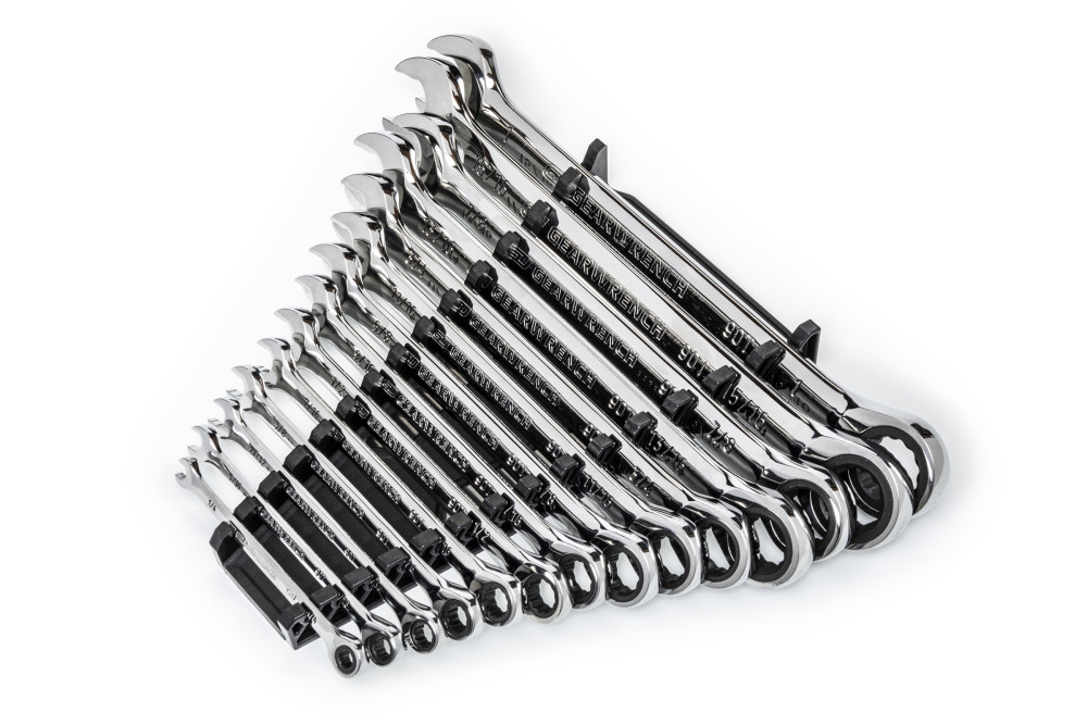 14 Pc 90T 12 Point SAE Combination Ratcheting Wrench Set ;