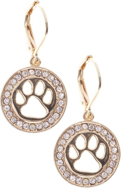 Pet Friends Pave Paw Cutout Drop Earrings