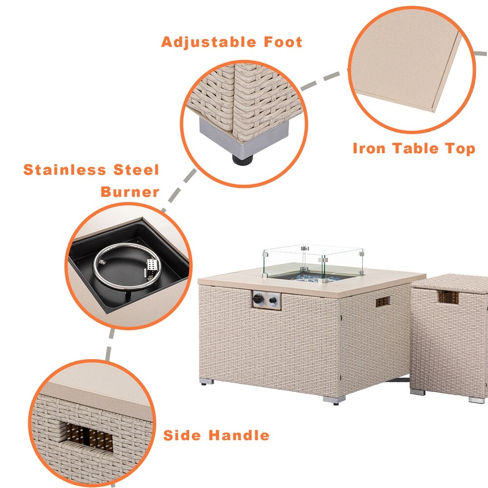 COSIEST Outdoor Propane Fire Pit Espresso Wicker Fire Table