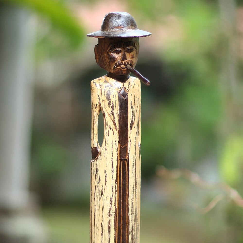 Handmade Wood Sculpture  'Indonesian Inspector' (Indonesia)   78.5 cm H x 13.5 cm W x 15 cm D