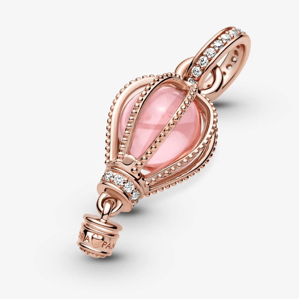 PANDORA  Sparkling Pink Hot Air Balloon Dangle Charm