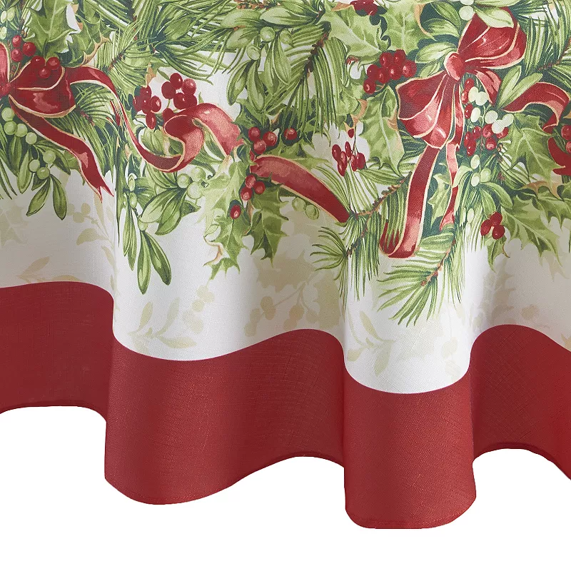 Elrene Home Fashions Holly Traditions Holiday Oval Tablecloth