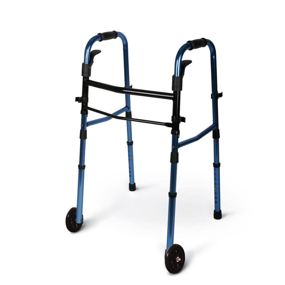 Medline Paddle Folding Walker in Blue MDS86410KDBW